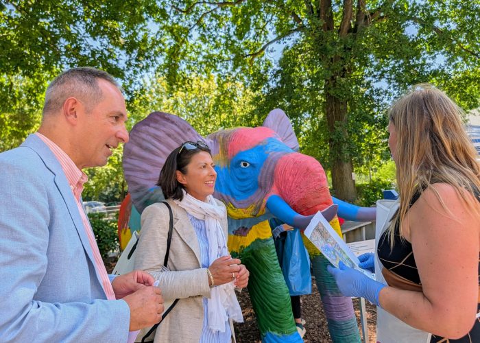 28 Empfang im Haus Gothensee während die Kinder den Elefanten neu bemalen